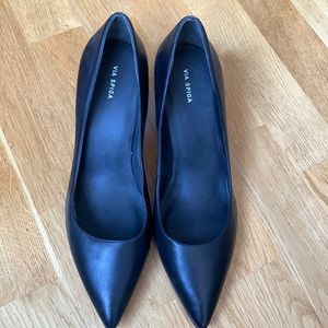 Via Spiga Black Pointed Toe Heels